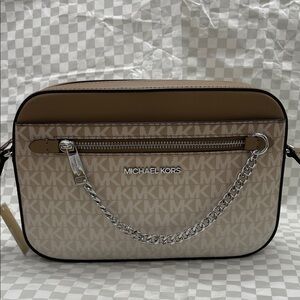 MICHAEL KORS Jet Set Lg Ombré Signature Logo EW Crossbody East West 
Husk 
NWT